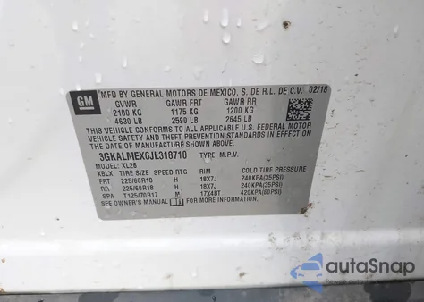 2018 GMC Terrain Sle from USA, damaged, VIN 3GKALMEX6JL318710